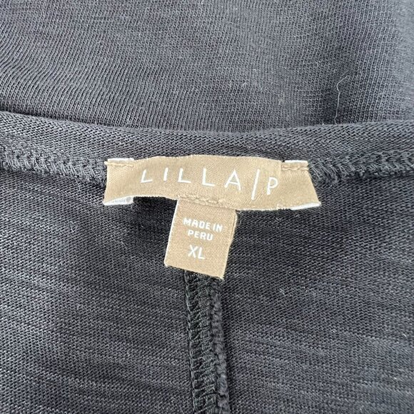 Lilla P Women's XL V-Neck Maxi Tank Dress Black Sleeveless Curved Hem Knit Shift - Picture 3 of 11